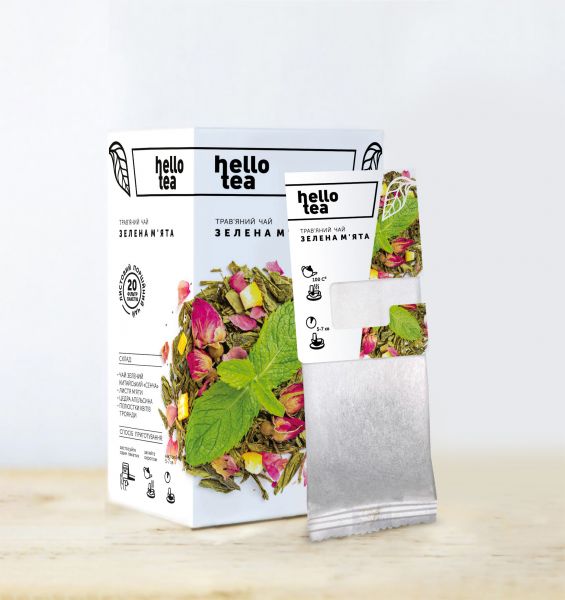 Чай трав'яний пакетований Hello Tea Зелена М'ята 20 шт