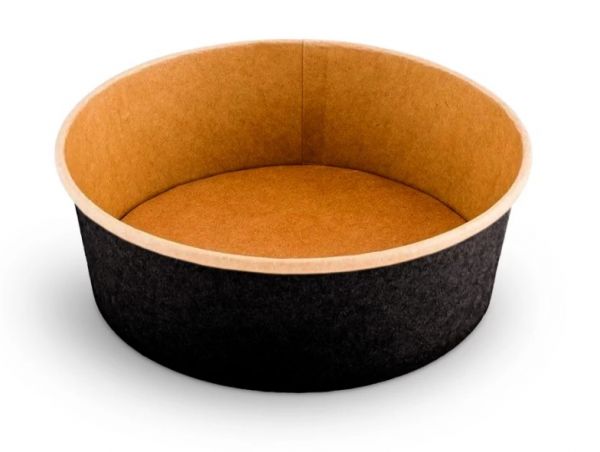 Контейнер паперовий для салату 550 мл d-142 мм h-53 мм ЧОРНИЙ/КРАФТ