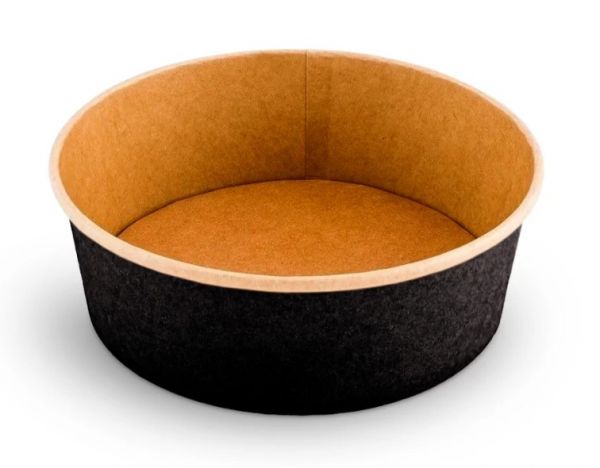 Контейнер паперовий для салату 750 мл d-145 мм h-67 мм ЧОРНИЙ/КРАФТ