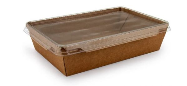 Контейнер паперовий з кришкою РЕТ 750 мл 150*100*45 мм КРАФТ