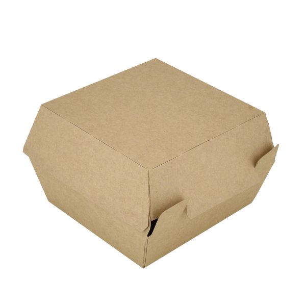 Упаковка картонна для гамбургера та бургера зібрана 95*95*70 мм КРАФТ