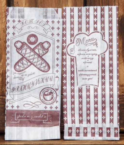 Упаковка паперова для французських хот-догів з білого крафту 170х70х40 мм 40г/м2