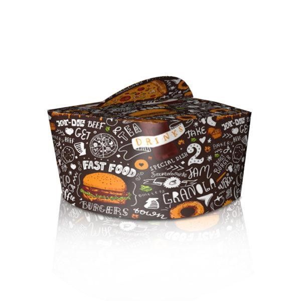 Коробка для локшини і салатів 1.2 л темна 100 шт