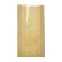 Пакет паперовий з прозорою вставкою жиростійкий 180*100*60 мм 50г/м2 КРАФТ