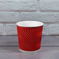 Гофростакан Ripple 180 мл красный 30 шт