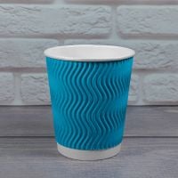 Гофростакан Ripple 270 мл голубой 30 шт