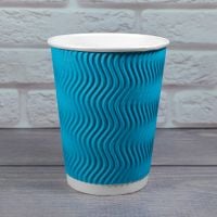Гофростакан Ripple 400 мл голубой 30 шт