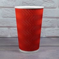 Гофростакан Ripple 500 мл красный 20 шт