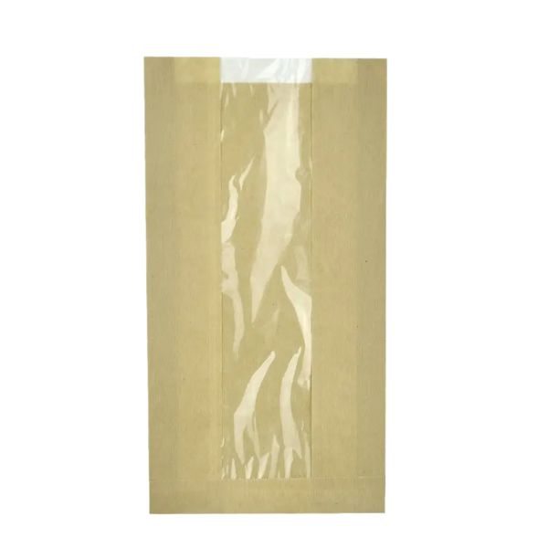 Пакет паперовий з прозорою вставкою 280*180*50 мм 40г/м2 КРАФТ