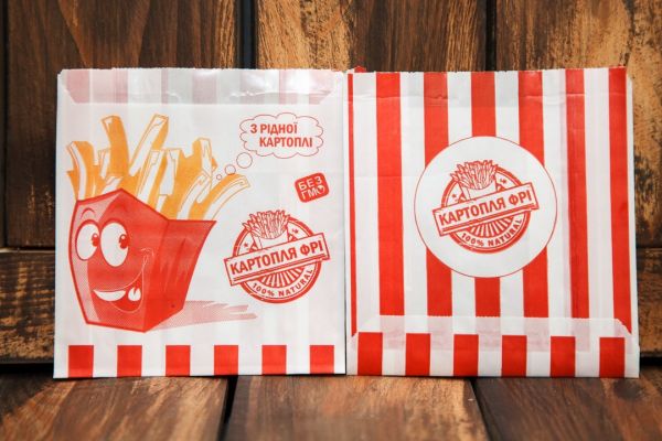 Упаковка для картоплі фрі 100-150 г жиростійка 130*120*50 мм 70г/м2 100 шт
