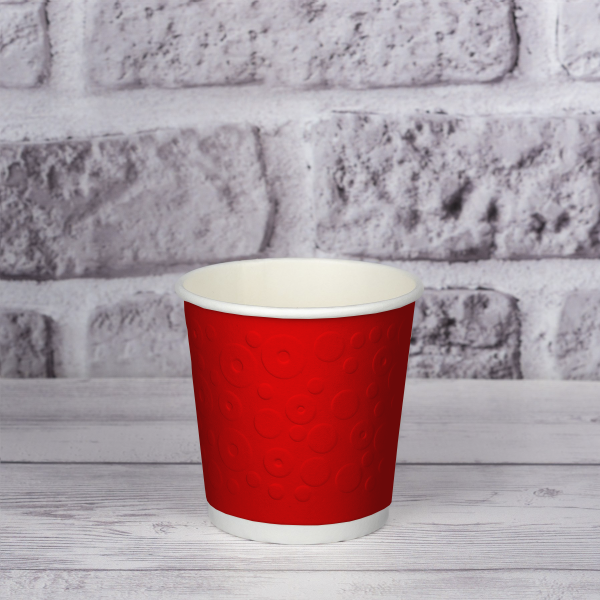 Стакан паперовий двошаровий з тисненням Bubbles Red 180 мл