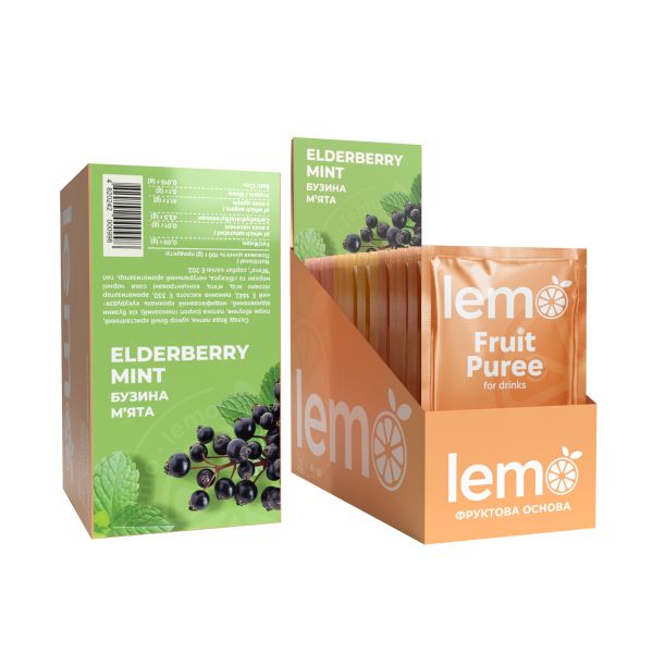 Концентрат для лимонаду та чаю LEMO Ягоди Бузини з М'ятою 45 г