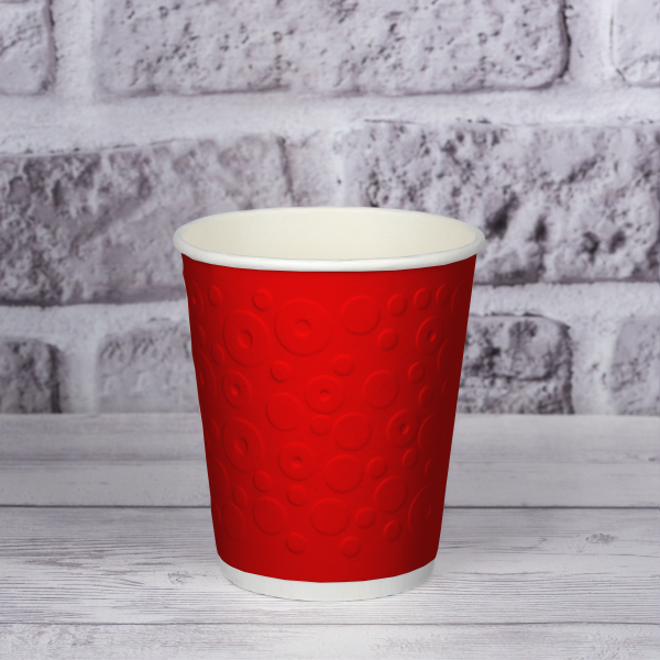 Стакан паперовий двошаровий з тисненням Bubbles Red 270 мл