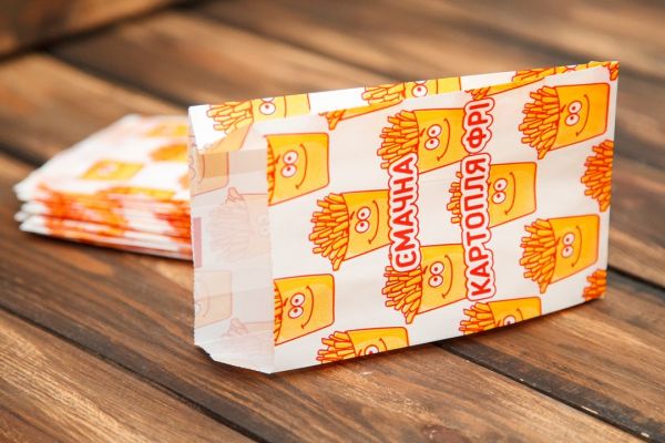 Упаковка для картоплі фрі 150-200 г жиростійка 160*100*50 мм 70г/м2 100 шт