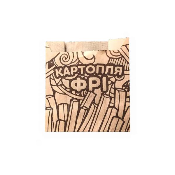 Упаковка для картоплі фрі 100-150 г жиростійка 110*100*50 мм 40г/м2 МАЛЮНОК