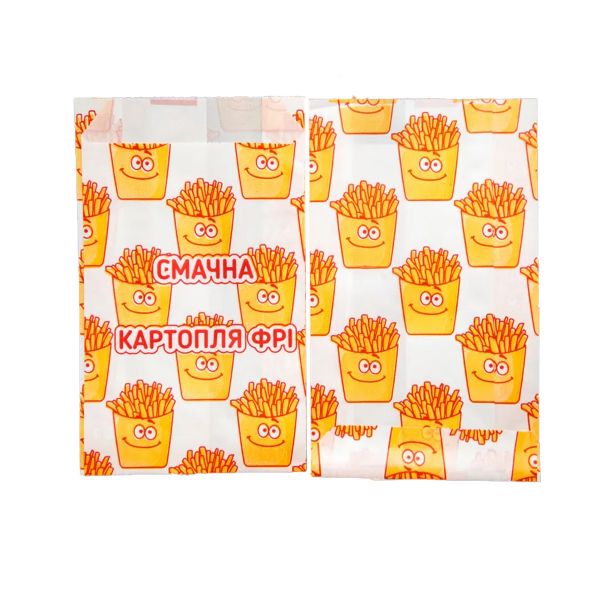 Упаковка для картоплі фрі 150-200 г жиростійка 160*100*50 мм 70г/м2 100 шт