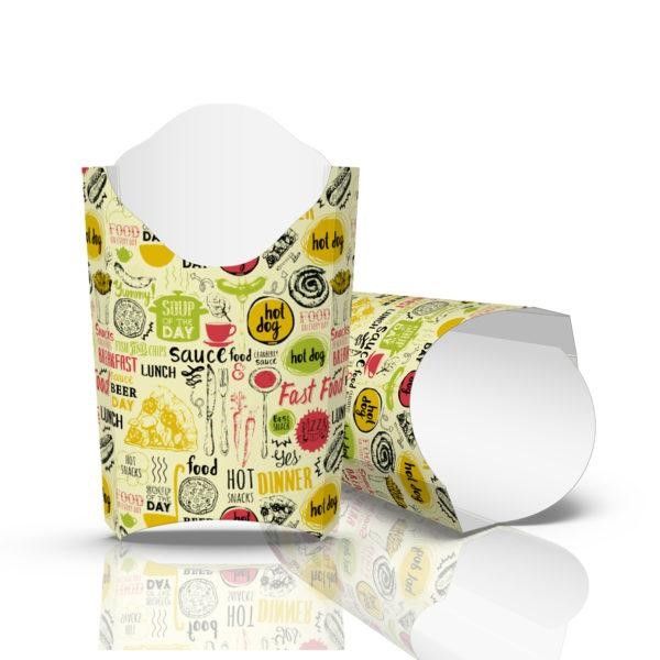 Картонна упаковка для картоплі фрі міді світла 100 шт