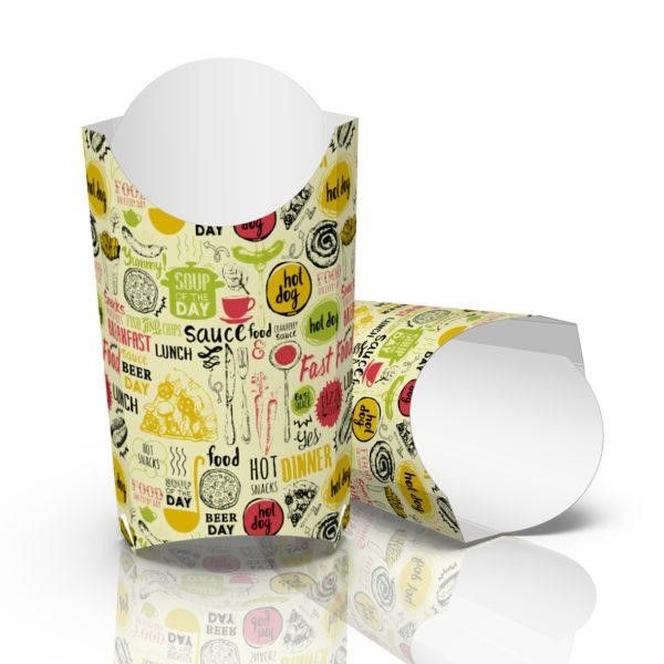 Картонна упаковка для картоплі фрі максі світла 100 шт