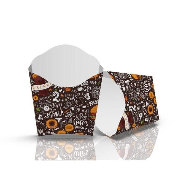 Картонна упаковка для картоплі фрі міні темна 100 шт