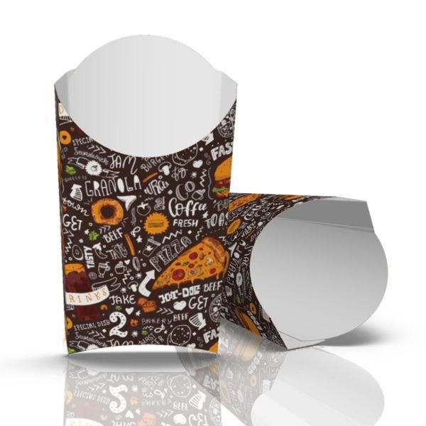 Картонна упаковка для картоплі фрі максі темна 100 шт