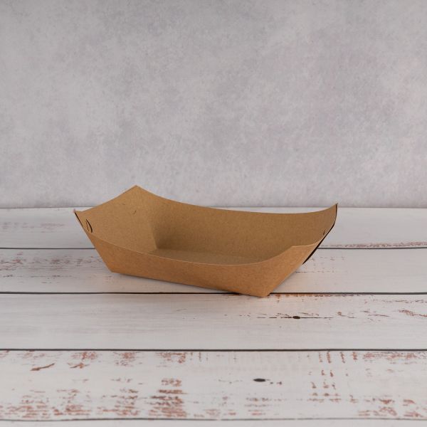 Тарілка човник картонна 170*100*40 мм без ламінації КРАФТ 100 шт