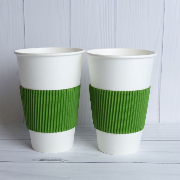 Термочехол клеєний на стакан паперовий 250-340 мл зелений