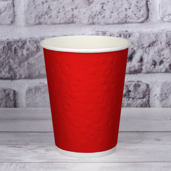 Стакан паперовий двошаровий з тисненням Bubbles Red 400 мл