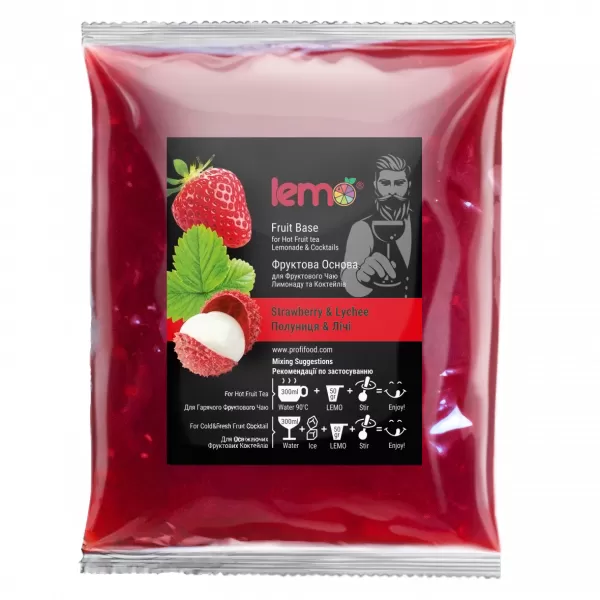 Концентрат для лимонаду та чаю LEMO Полуниця-Лічі 1 кг