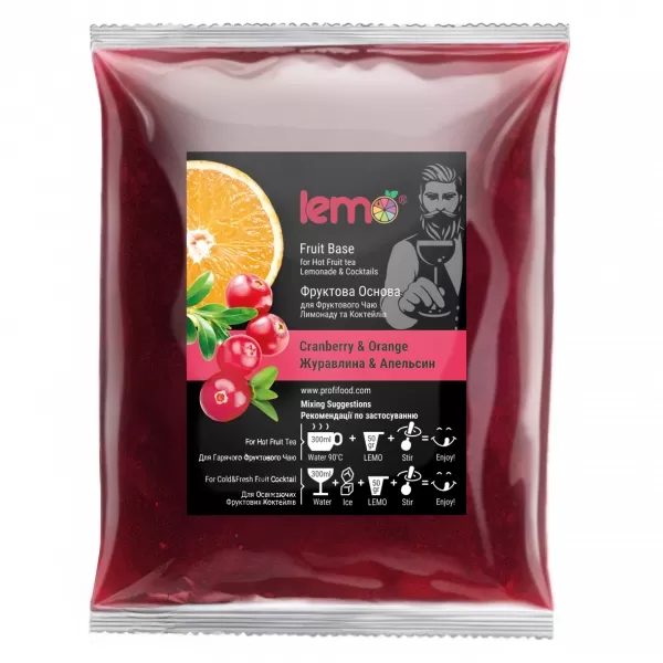 Концентрат для лимонаду та чаю LEMO Журавлина-Апельсин 1 кг