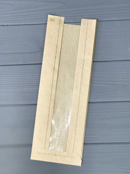 Паперовий пакет з прозорою вставкой 290*100*40 мм 40г/м2 КРАФТ 100 шт