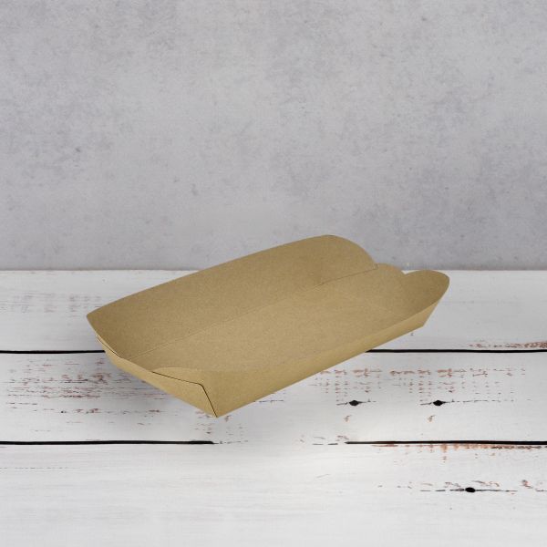 Тарілка човник картонна 145*90*40 мм без ламінації КРАФТ 50 шт