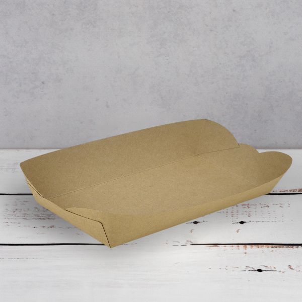Тарілка човник картонна 200*100*48 мм без ламінації КРАФТ 50 шт