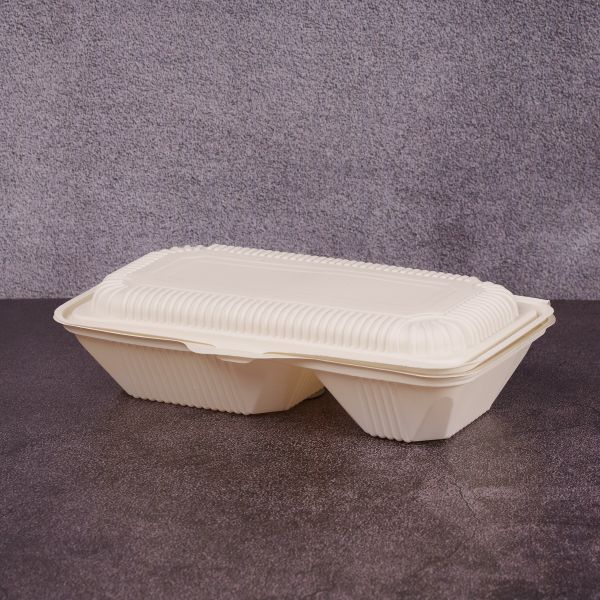 Ланч-бокс двосекційний БІО 260*150*70 мм з кукурудзяного крохмалю 100 шт