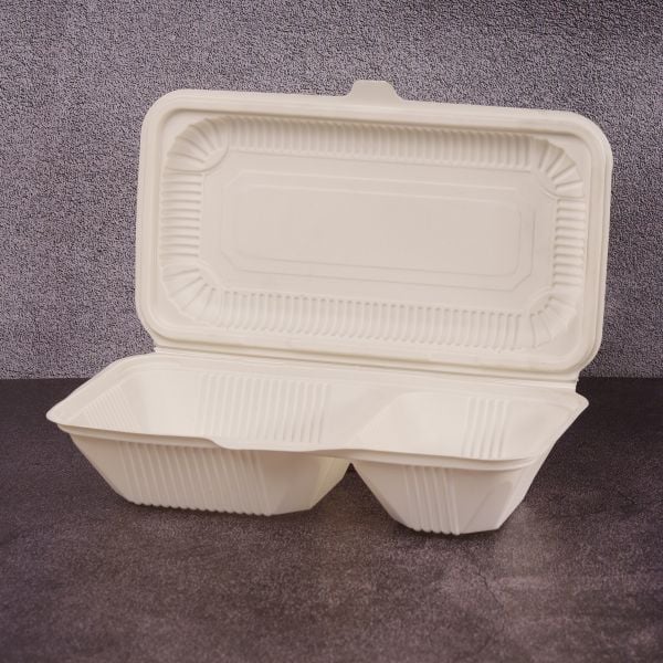 Ланч-бокс двосекційний БІО 260*150*70 мм з кукурудзяного крохмалю 100 шт