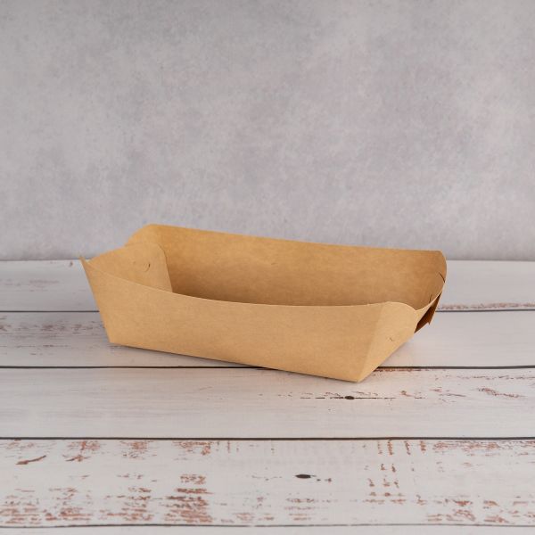 Тарілка човник картонна 180*100*45 мм з ламінацією КРАФТ 100 шт