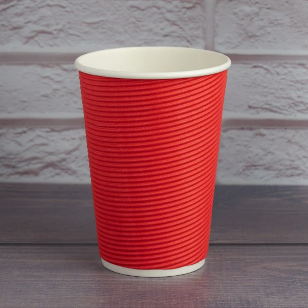 Гофростакан Spiral 340 мл червоний