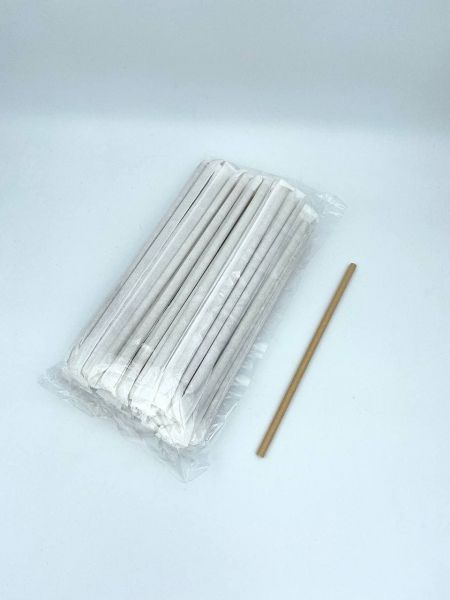 Трубочки паперові d=6 мм L=200 мм 100 шт Крафт в індив. папер. упак.