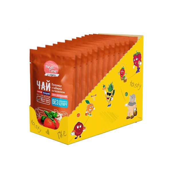 Концентрат чаю Meal Time полуниця з імбирем та базиліком БЕЗ ЦУКРУ 50 г дойпак
