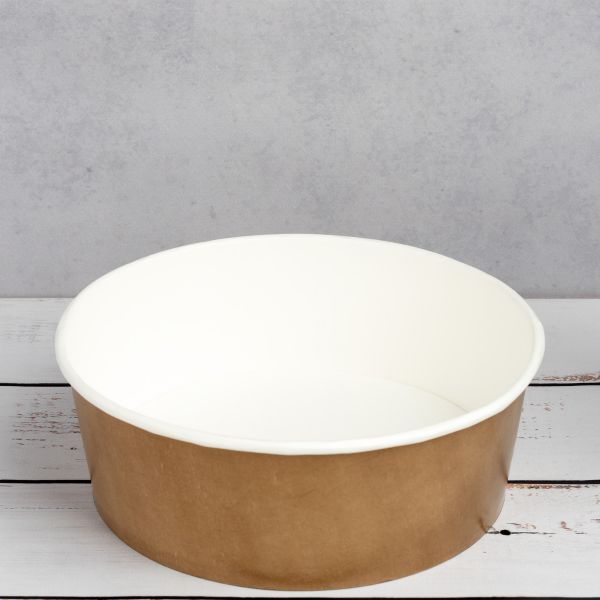 Контейнер паперовий для салату 1350 мл d-187 мм h-67 мм 2РЕ КРАФТ/БІЛИЙ