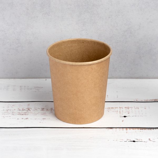 Контейнер паперовий суповий з кришкою РР 480 мл d-97 мм h-100 мм КРАФТ