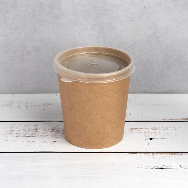 Контейнер паперовий суповий з кришкою РР 480 мл d-97 мм h-100 мм КРАФТ