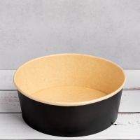 Контейнер паперовий для салату 1350 мл d-187 мм h-67 мм ЧОРНИЙ/КРАФТ