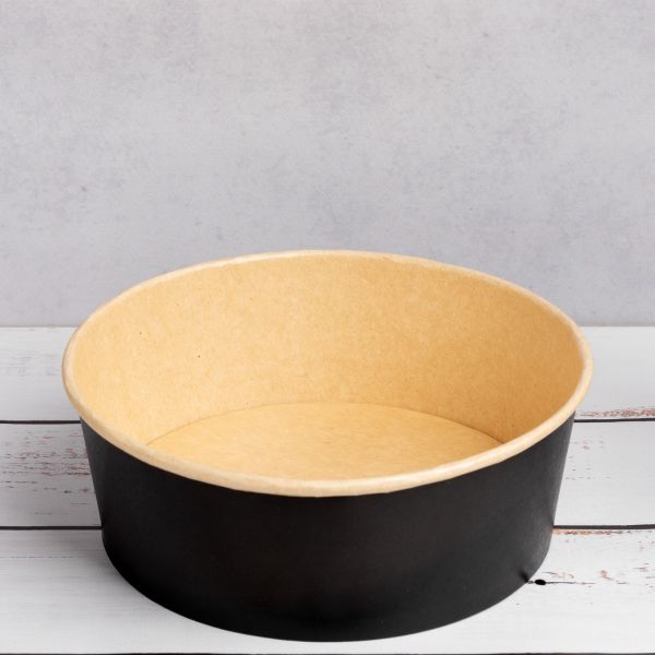 Контейнер паперовий для салату 1350 мл d-187 мм h-67 мм ЧОРНИЙ/КРАФТ