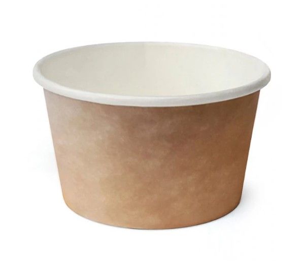 Контейнер паперовий суповий 470 мл d-110 мм h-68 мм 2PE КРАФТ/БІЛИЙ