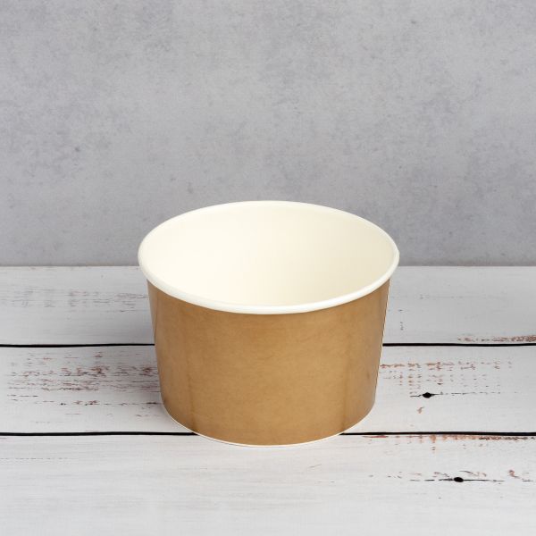 Контейнер паперовий суповий 470 мл d-110 мм h-68 мм 2PE КРАФТ/БІЛИЙ
