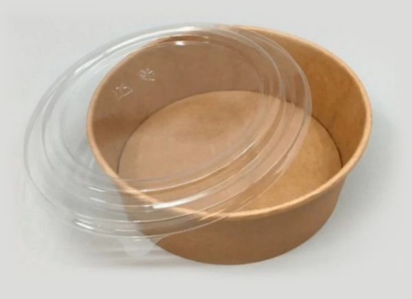 Контейнер паперовий для салату 1000 мл d-187 мм h-53 мм КРАФТ