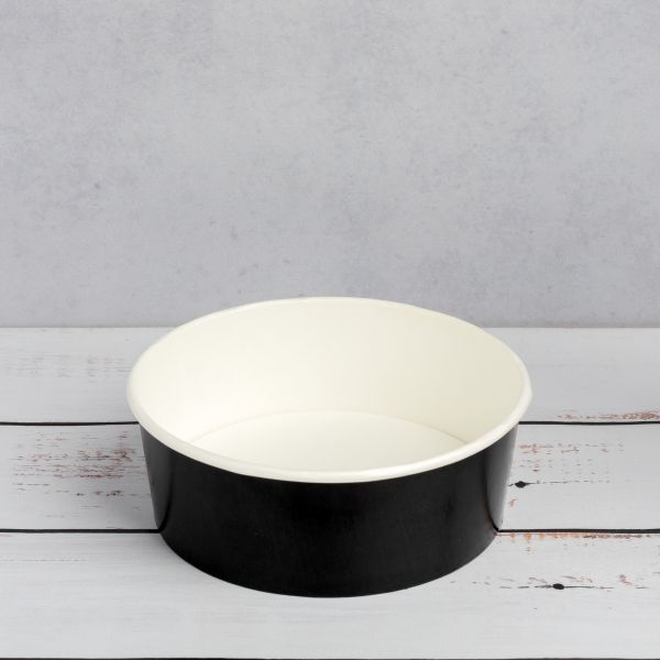 Контейнер паперовий для салату 550 мл d-142 мм h-53 мм 2РЕ ЧОРНИЙ/БІЛИЙ