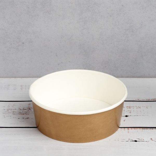 Контейнер паперовий для салату 550 мл d-142 мм h-53 мм КРАФТ/БІЛИЙ