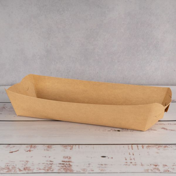 Тарілка човник картонна 250*100*45 мм з ламінацією КРАФТ 100 шт