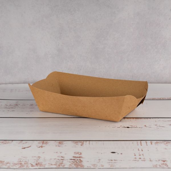 Тарілка човник картонна 180*100*45 мм без ламінації КРАФТ 100 шт